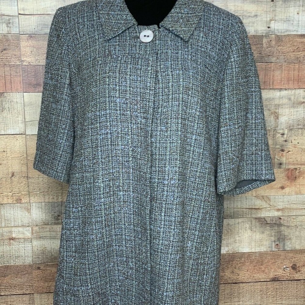 J JILL Brown Tweed Snap Lined Jacket Blazer Womens